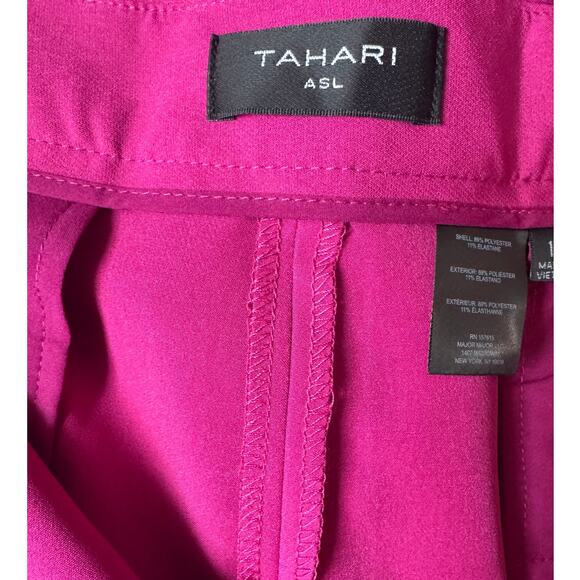 Tahari | Fuchsia Straight Leg Flat Front High Rise Trousers | Size 18 - Picture 5 of 7